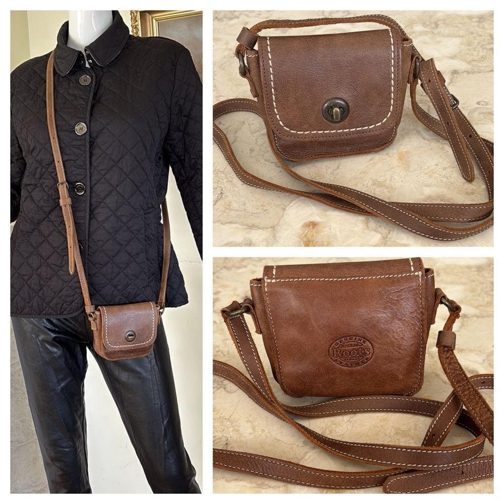 Roots Tribe Leather Mini Crossbody Bag As New